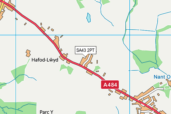 SA43 2PT map - OS VectorMap District (Ordnance Survey)