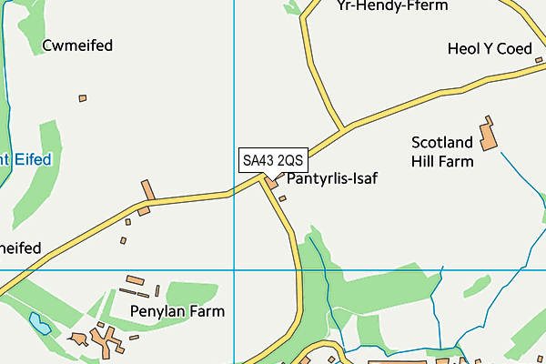 SA43 2QS map - OS VectorMap District (Ordnance Survey)