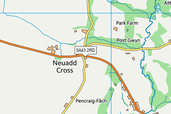 SA43 2RD map - OS VectorMap District (Ordnance Survey)