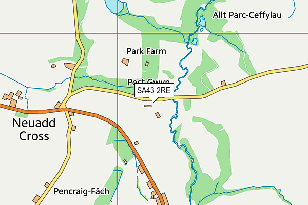 SA43 2RE map - OS VectorMap District (Ordnance Survey)