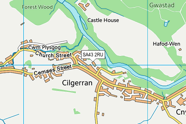 SA43 2RU map - OS VectorMap District (Ordnance Survey)