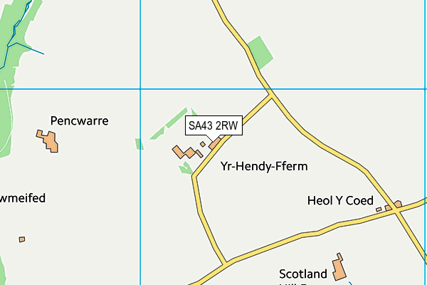 SA43 2RW map - OS VectorMap District (Ordnance Survey)