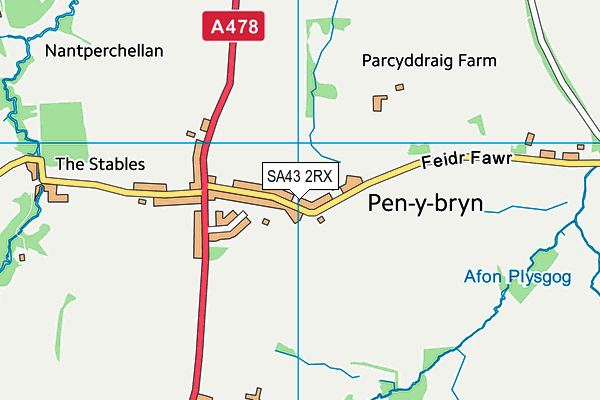 SA43 2RX map - OS VectorMap District (Ordnance Survey)