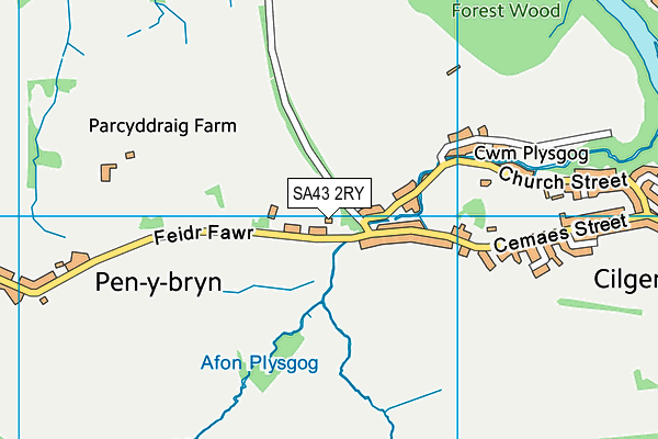 SA43 2RY map - OS VectorMap District (Ordnance Survey)