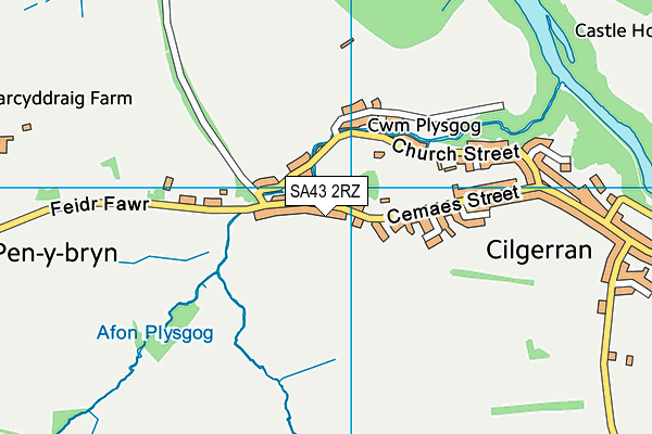 SA43 2RZ map - OS VectorMap District (Ordnance Survey)