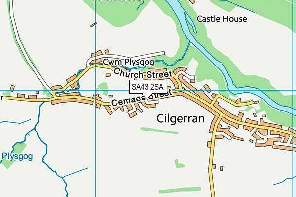 SA43 2SA map - OS VectorMap District (Ordnance Survey)