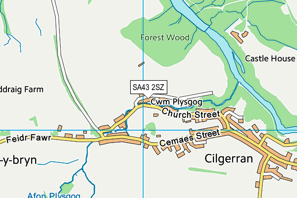 SA43 2SZ map - OS VectorMap District (Ordnance Survey)