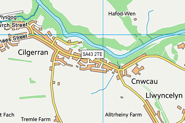 SA43 2TE map - OS VectorMap District (Ordnance Survey)