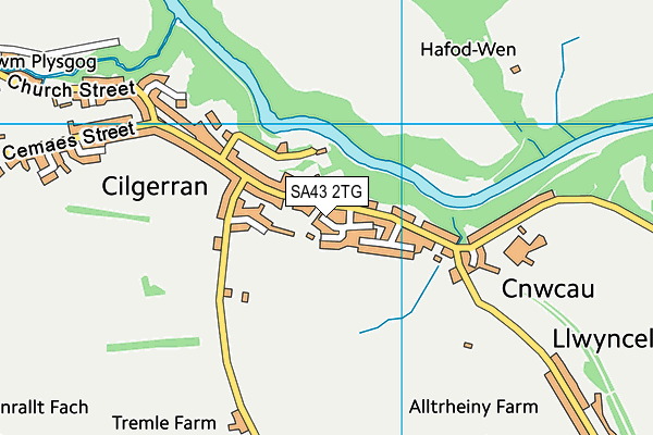 SA43 2TG map - OS VectorMap District (Ordnance Survey)