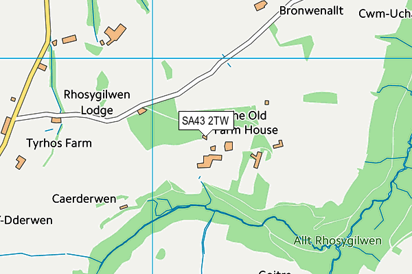 SA43 2TW map - OS VectorMap District (Ordnance Survey)