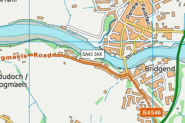 SA43 3AX map - OS VectorMap District (Ordnance Survey)