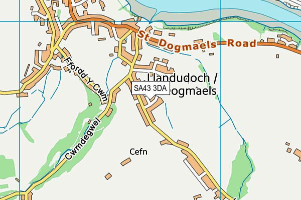 SA43 3DA map - OS VectorMap District (Ordnance Survey)