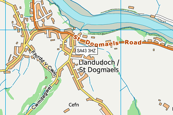 SA43 3HZ map - OS VectorMap District (Ordnance Survey)