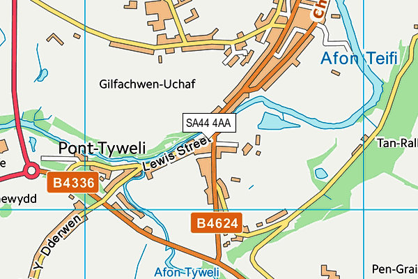 SA44 4AA map - OS VectorMap District (Ordnance Survey)