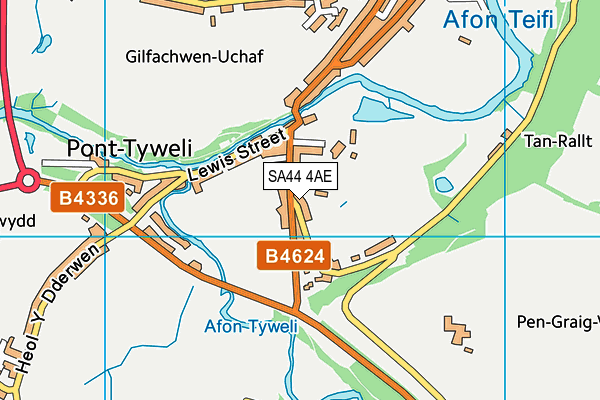 SA44 4AE map - OS VectorMap District (Ordnance Survey)