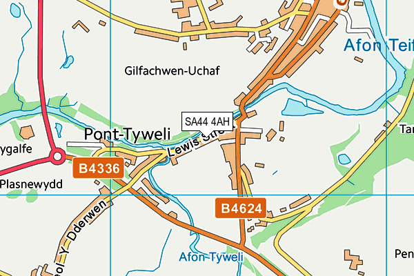 SA44 4AH map - OS VectorMap District (Ordnance Survey)