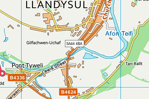 SA44 4BA map - OS VectorMap District (Ordnance Survey)