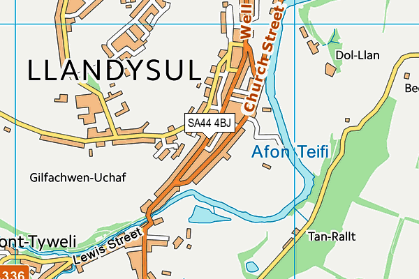 SA44 4BJ map - OS VectorMap District (Ordnance Survey)