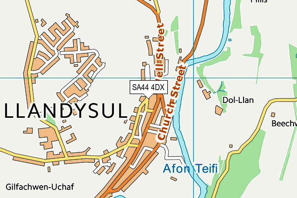 SA44 4DX map - OS VectorMap District (Ordnance Survey)