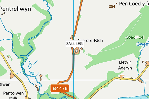 SA44 4EG map - OS VectorMap District (Ordnance Survey)