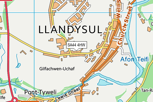 SA44 4HW map - OS VectorMap District (Ordnance Survey)