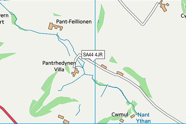 SA44 4JR map - OS VectorMap District (Ordnance Survey)