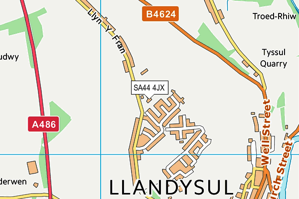 SA44 4JX map - OS VectorMap District (Ordnance Survey)