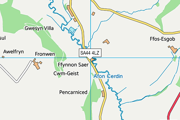 SA44 4LZ map - OS VectorMap District (Ordnance Survey)