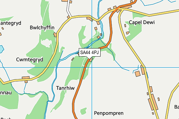 SA44 4PJ map - OS VectorMap District (Ordnance Survey)