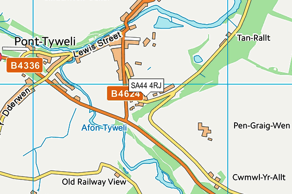 SA44 4RJ map - OS VectorMap District (Ordnance Survey)