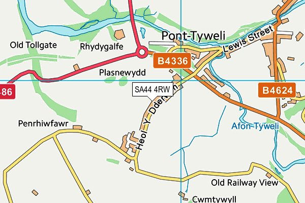 SA44 4RW map - OS VectorMap District (Ordnance Survey)