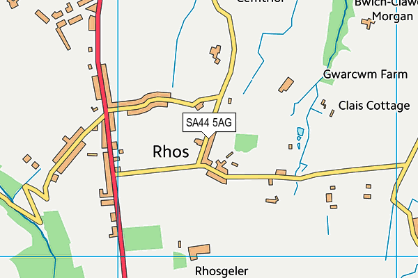 SA44 5AG map - OS VectorMap District (Ordnance Survey)