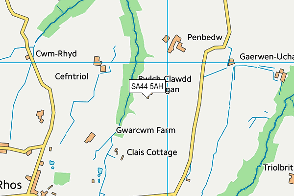 SA44 5AH map - OS VectorMap District (Ordnance Survey)