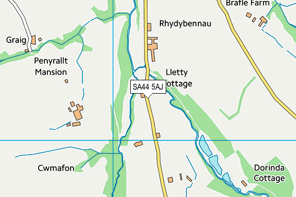 SA44 5AJ map - OS VectorMap District (Ordnance Survey)