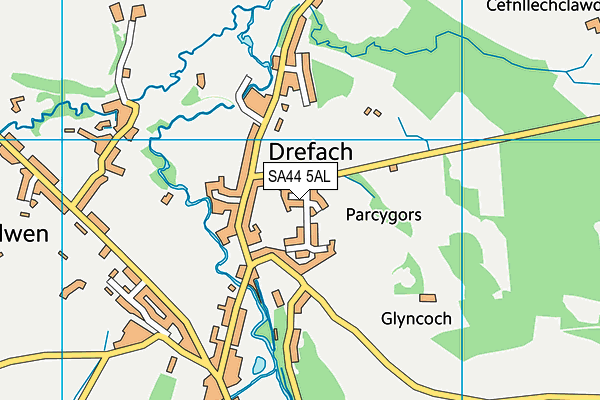 SA44 5AL map - OS VectorMap District (Ordnance Survey)