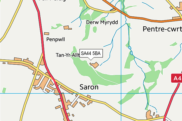 SA44 5BA map - OS VectorMap District (Ordnance Survey)