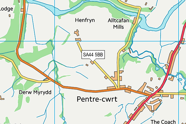 SA44 5BB map - OS VectorMap District (Ordnance Survey)