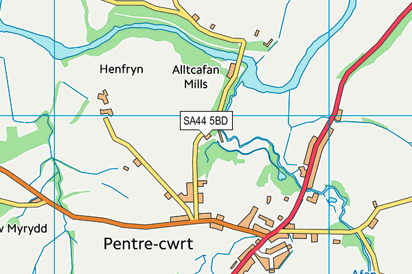 SA44 5BD map - OS VectorMap District (Ordnance Survey)