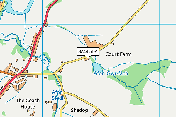 SA44 5DA map - OS VectorMap District (Ordnance Survey)