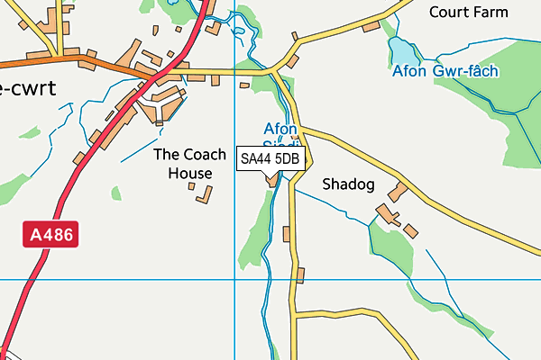 SA44 5DB map - OS VectorMap District (Ordnance Survey)