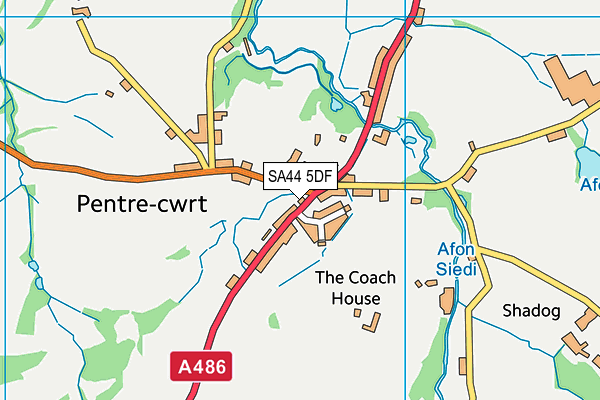 SA44 5DF map - OS VectorMap District (Ordnance Survey)