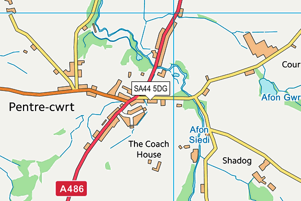 SA44 5DG map - OS VectorMap District (Ordnance Survey)