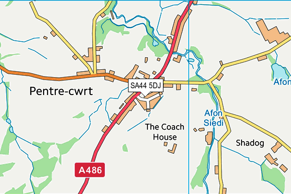 SA44 5DJ map - OS VectorMap District (Ordnance Survey)