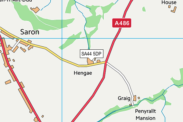 SA44 5DP map - OS VectorMap District (Ordnance Survey)