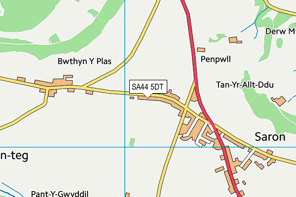 SA44 5DT map - OS VectorMap District (Ordnance Survey)