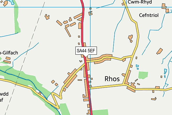 SA44 5EF map - OS VectorMap District (Ordnance Survey)