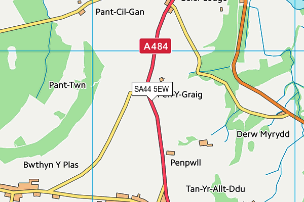 SA44 5EW map - OS VectorMap District (Ordnance Survey)