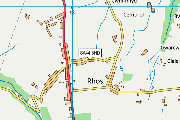 SA44 5HD map - OS VectorMap District (Ordnance Survey)