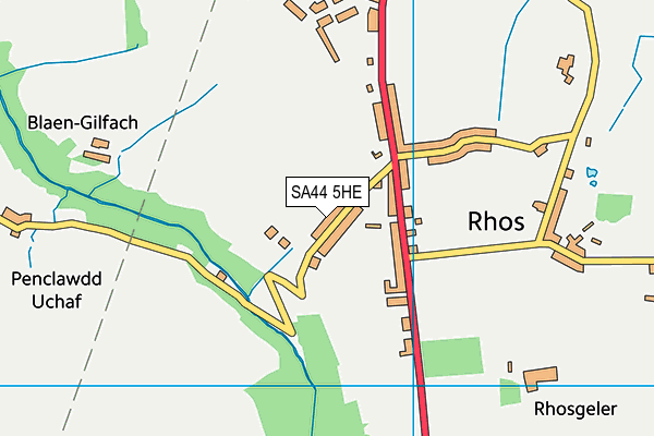 SA44 5HE map - OS VectorMap District (Ordnance Survey)