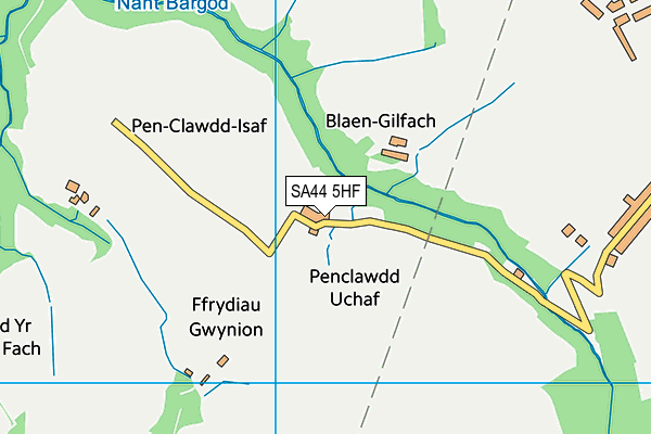 SA44 5HF map - OS VectorMap District (Ordnance Survey)